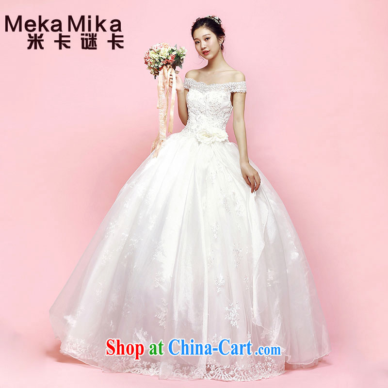 M card wedding dresses new 2015 summer Alice a shoulder Princess shaggy dress straps lace Korean-style wedding ivory L