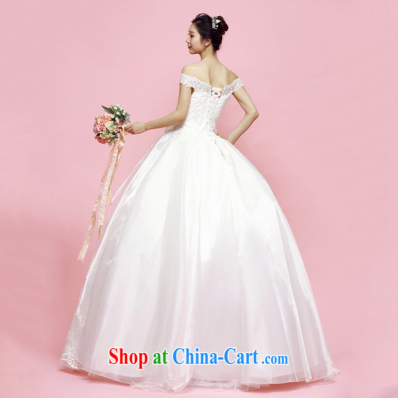 M card wedding dresses new 2015 summer Alice a shoulder Princess shaggy dress straps lace Korean-style wedding ivory L, mystery card (MEKAMIKA), online shopping