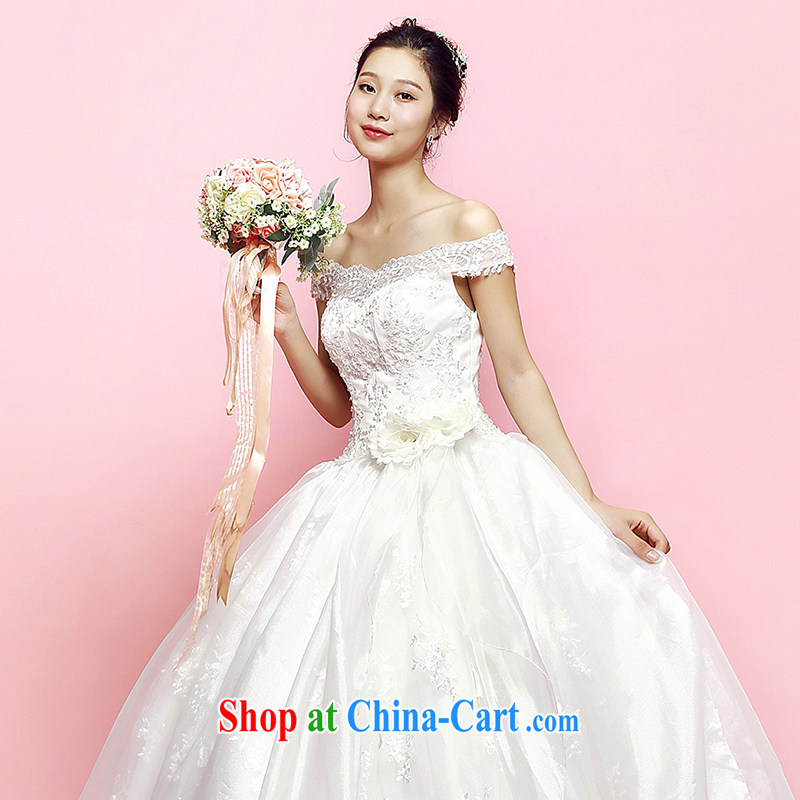 M card wedding dresses new 2015 summer Alice a shoulder Princess shaggy dress straps lace Korean-style wedding ivory L, mystery card (MEKAMIKA), online shopping
