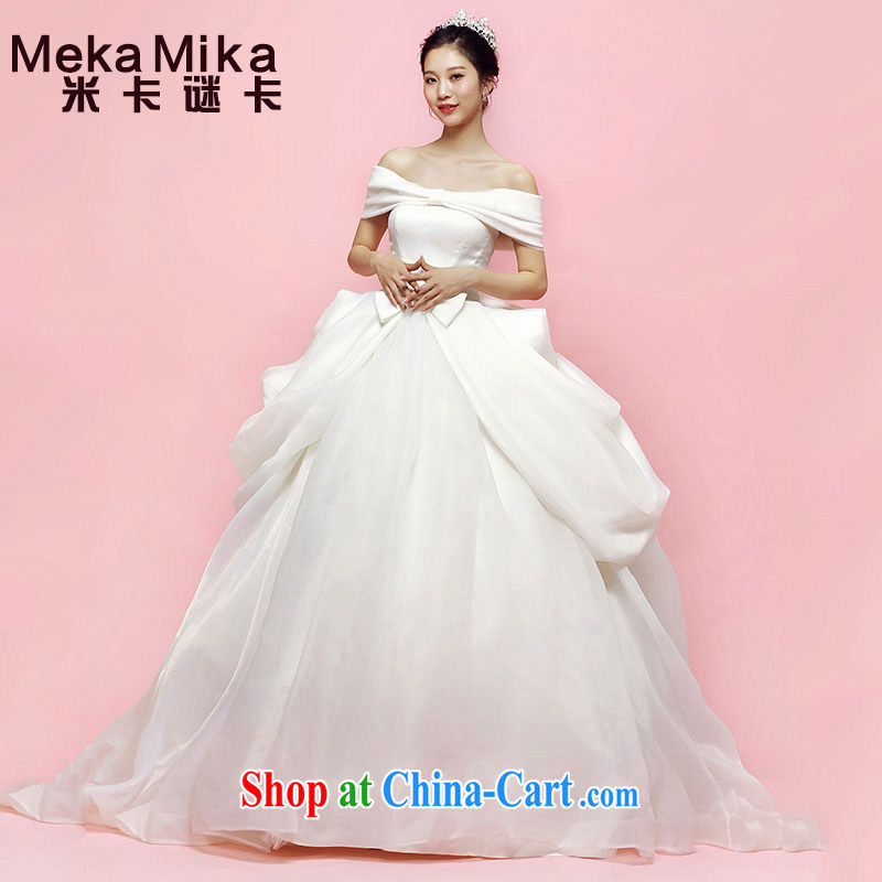 M card Mikania micrantha wedding 2015 new summer bridal elegant long-tail Korean field shoulder high waist wedding summer ivory L
