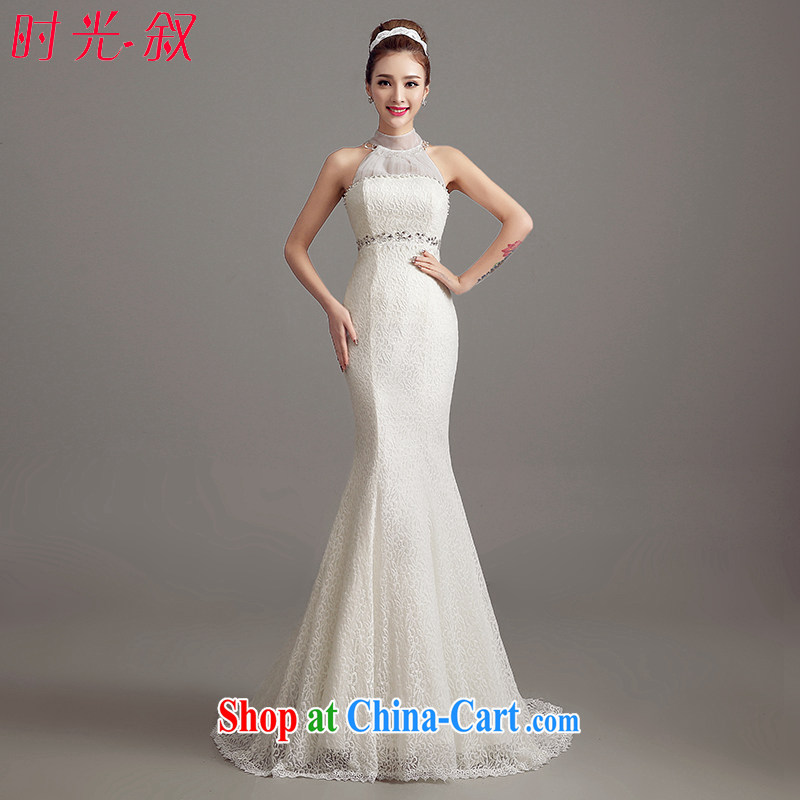 Time Syria, Japan, and South Korea bridal wedding dress 2015 new dress summer Korean fashion, for small tail lace crowsfoot Wedding Video thin white XL