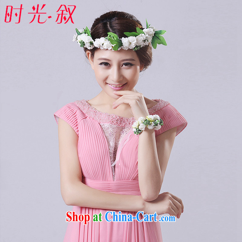 Time his Korean bridal headdress garlands bridesmaid wedding jewelry hair accessories flower white wrist garlands and ornaments photo building a fixture white
