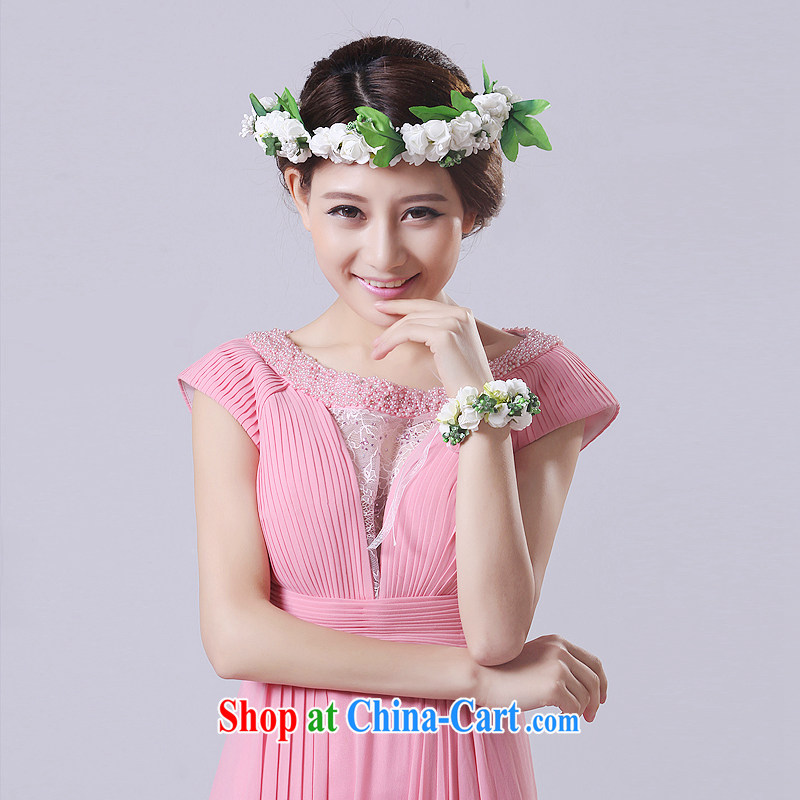 Time his Korean bridal headdress garlands bridesmaid wedding jewelry hair accessories flower white wrist garlands and ornaments photo building a fixture white, time, and shopping on the Internet