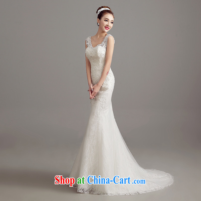 Syria Time summer 2015 new Korean-style shoulders the code graphics thin terrace back strap crowsfoot cultivating marriages beauty-tail wedding dresses white XL, time, and on-line shopping