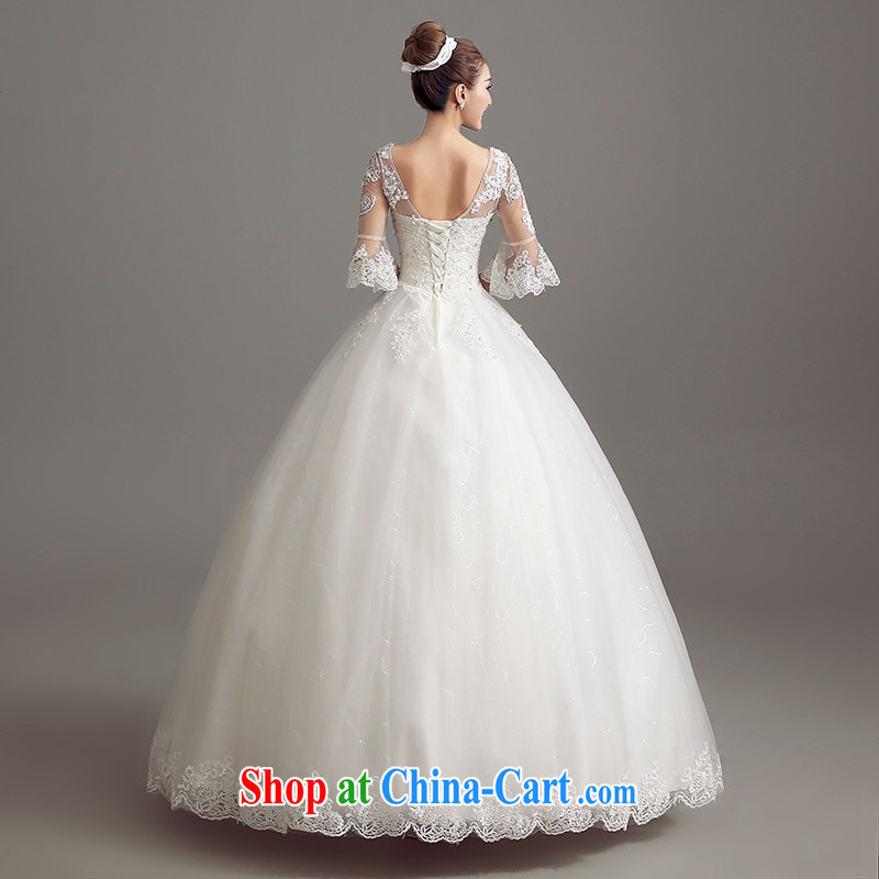Time Syrian lace Deep V collar long-sleeved a Field shoulder alignment cultivating Korean bridal wedding dresses style 2015 new, Japan, and South Korea wedding white XL, time, and shopping on the Internet