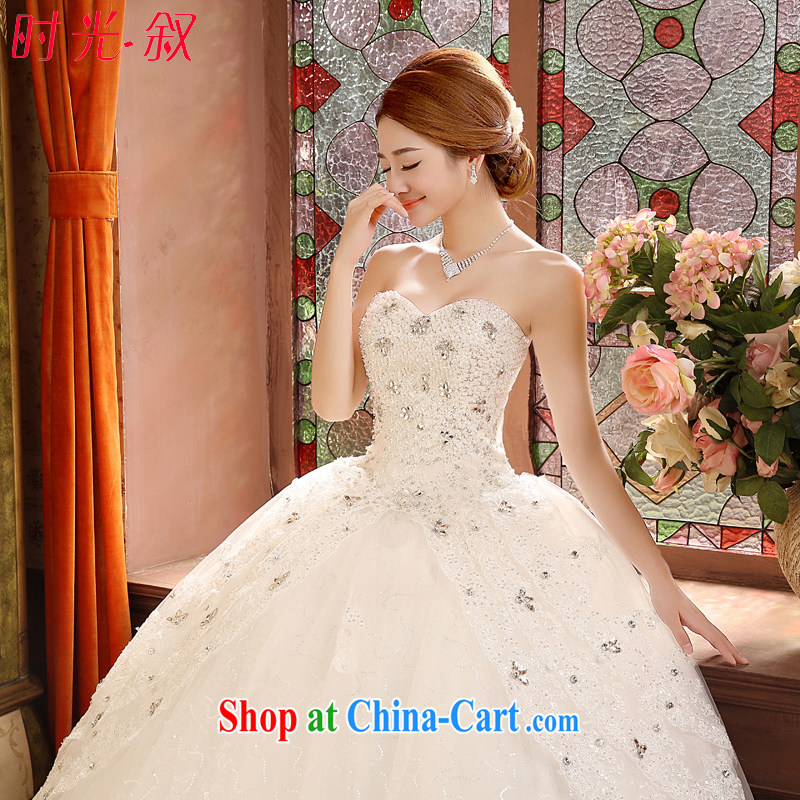 his time in summer 2015, Japan and the Republic of Korea wedding dress larger wedding dresses new bride sexy Mary Magdalene marriage chest with cultivating graphics thin wedding female white XXL, time, and on-line shopping